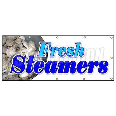 Signmission FRESH STEAMERS BANNER SIGN seafood oysters clams bottom dwellers B-120 Fresh Steamers